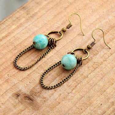 Vintage Amazonite Chandelier Drop Earrings-Your Soul Place
